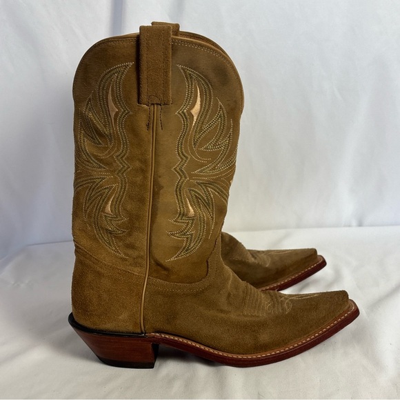 Tony Lama Women’s Suede Embroidered Leather Light Brown Wingtip Size 7.5 B - Picture 1 of 10